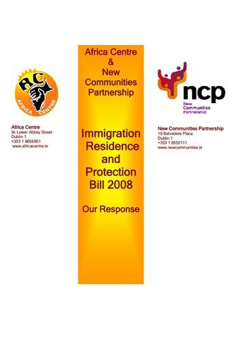 Publication cover - Immigration Bill Submission 2008